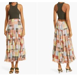 Cinq a Sept Mardi Patchwork Dress Maxi 14 Multicolor Prairie Cottagecore